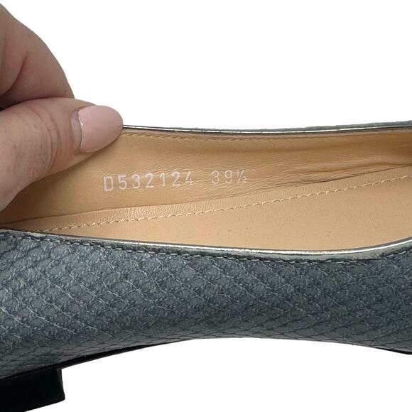 AGL Mimosa Snake Embossed Ballet Flat in Blue Grey - Picture 3 of 9